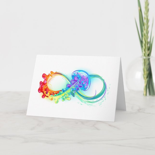 Infinity with Rainbow Jellyfish Feiertagskarte (Vorderseite)