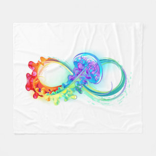 Infinity with Rainbow Jellyfish Fleecedecke