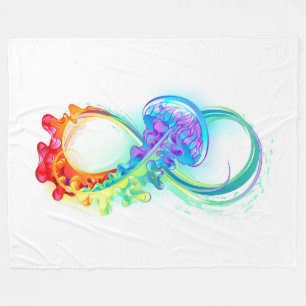 Infinity with Rainbow Jellyfish Fleecedecke