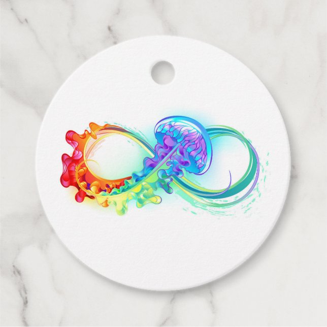 Infinity with Rainbow Jellyfish Geschenkanhänger (Vorderseite)