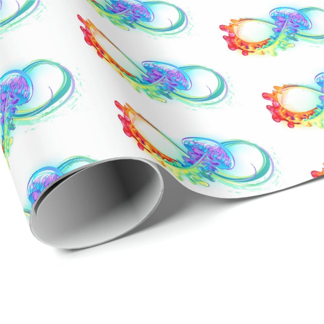 Infinity with Rainbow Jellyfish Geschenkpapier (Rolleneckpunkt)