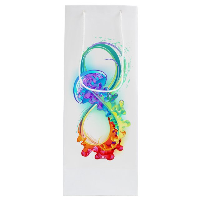 Infinity with Rainbow Jellyfish Geschenktüte Für Weinflaschen (Vorderseite)