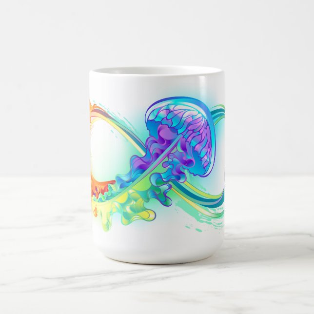 Infinity with Rainbow Jellyfish Kaffeetasse (Mittel)