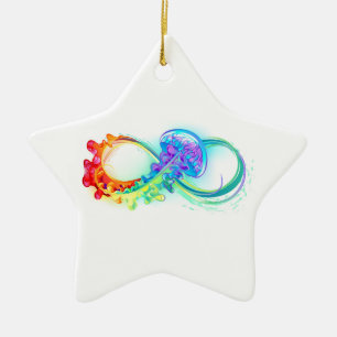 Infinity with Rainbow Jellyfish Keramik Ornament