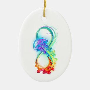 Infinity with Rainbow Jellyfish Keramik Ornament