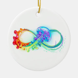 Infinity with Rainbow Jellyfish Keramik Ornament