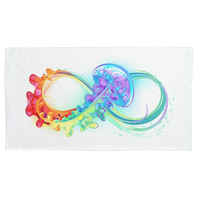 Infinity with Rainbow Jellyfish Kissenbezug (Vorderseite-Links)