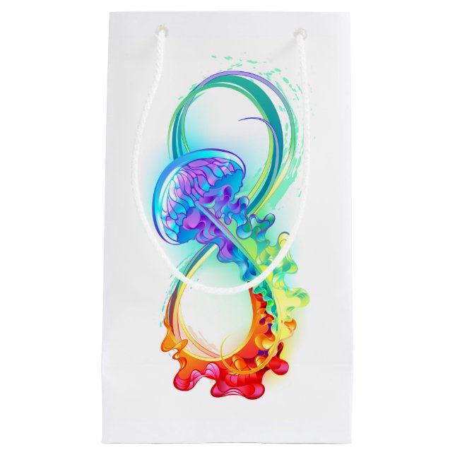 Infinity with Rainbow Jellyfish Kleine Geschenktüte (Vorderseite)