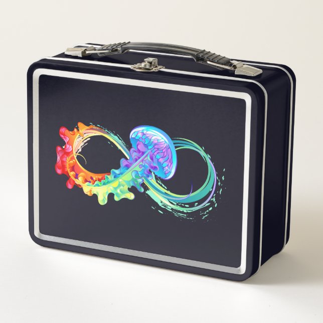 Infinity with Rainbow Jellyfish Metall Brotdose (Vorderseite)