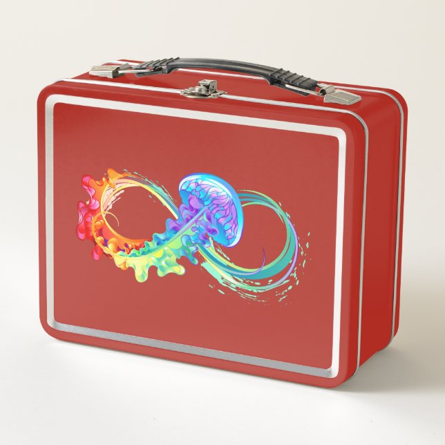 Infinity with Rainbow Jellyfish Metall Brotdose (Vorderseite)