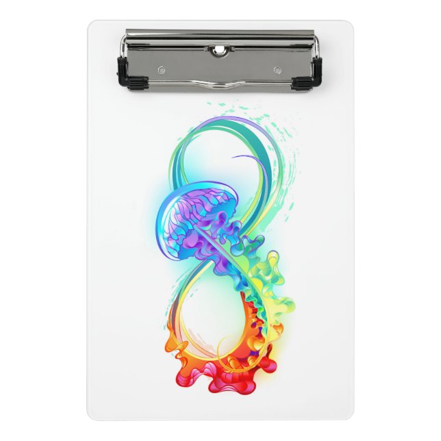 Infinity with Rainbow Jellyfish Mini Klemmbrett (Vorderseite)
