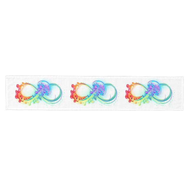 Infinity with Rainbow Jellyfish Mittelgroßer Tischläufer (Horizontal)