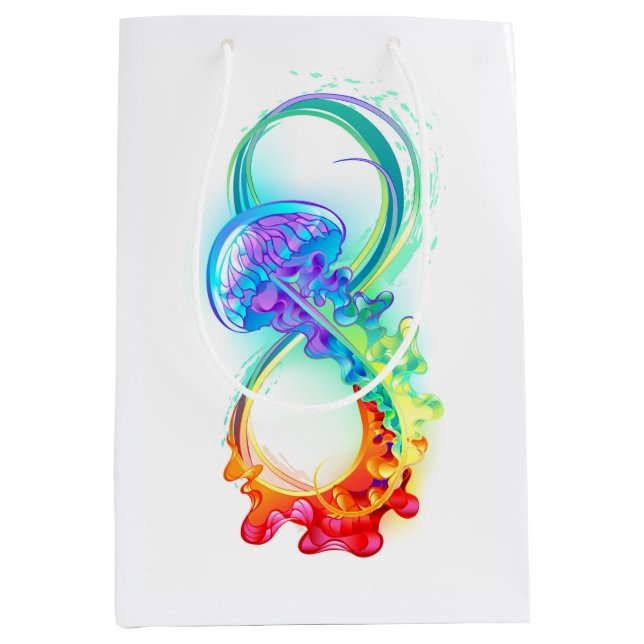 Infinity with Rainbow Jellyfish Mittlere Geschenktüte (Vorderseite)
