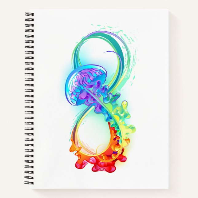 Infinity with Rainbow Jellyfish Notizbuch (Vorderseite)