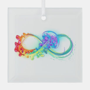 Infinity with Rainbow Jellyfish Ornament Aus Glas