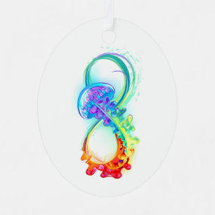 Infinity with Rainbow Jellyfish Ornament Aus Metall