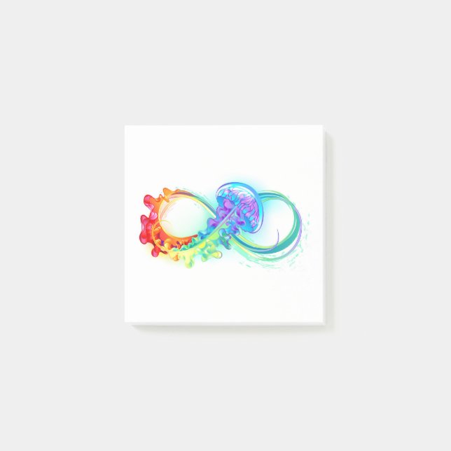Infinity with Rainbow Jellyfish Post-it Klebezettel (Vorderseite)