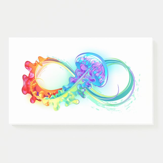 Infinity with Rainbow Jellyfish Post-it Klebezettel (Vorderseite)