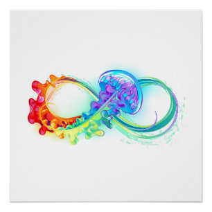 Infinity with Rainbow Jellyfish Poster