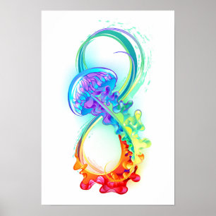 Infinity with Rainbow Jellyfish Poster