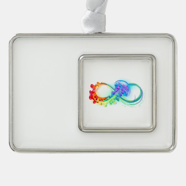 Infinity with Rainbow Jellyfish Rahmen-Ornament Silber (Vorderseite)