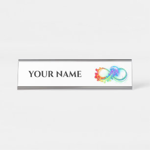 Infinity with Rainbow Jellyfish Schreibtischnamensplakette