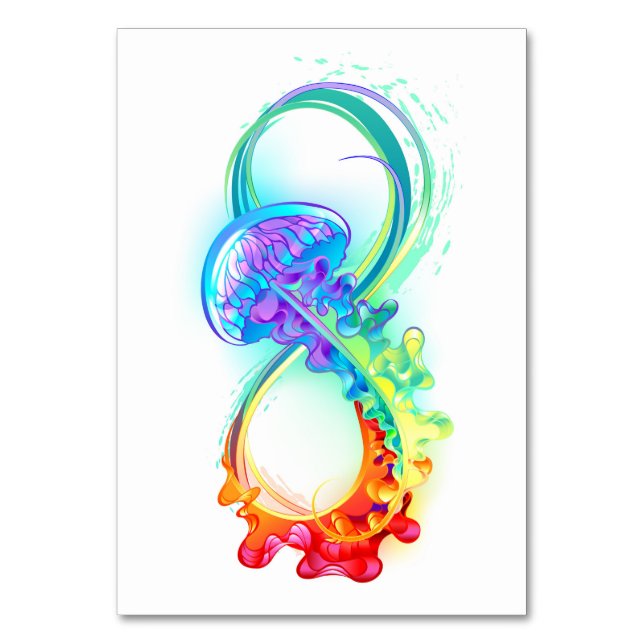 Infinity with Rainbow Jellyfish Tischnummer (Vorderseite)