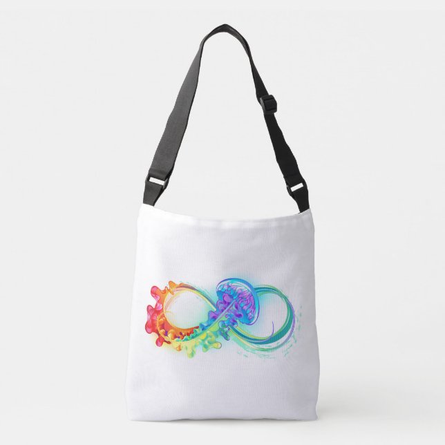 Infinity with Rainbow Jellyfish Tragetaschen Mit Langen Trägern (Vorderseite)