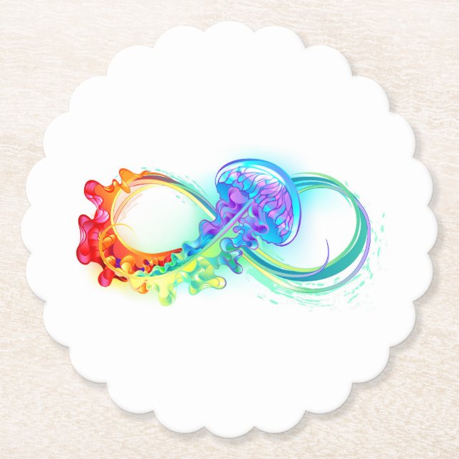 Infinity with Rainbow Jellyfish Untersetzer (Vorderseite)