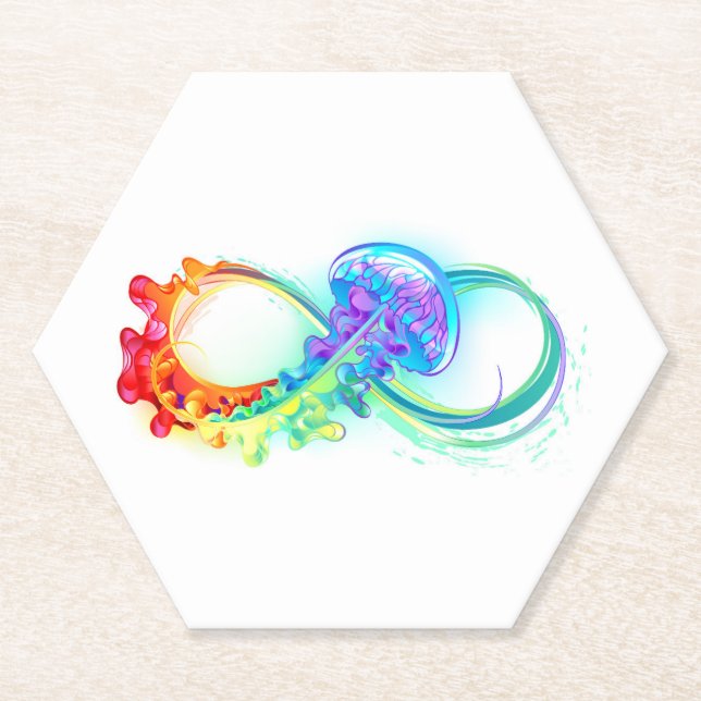 Infinity with Rainbow Jellyfish Untersetzer (Vorderseite)