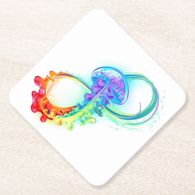Infinity with Rainbow Jellyfish Untersetzer (Vorderseite)