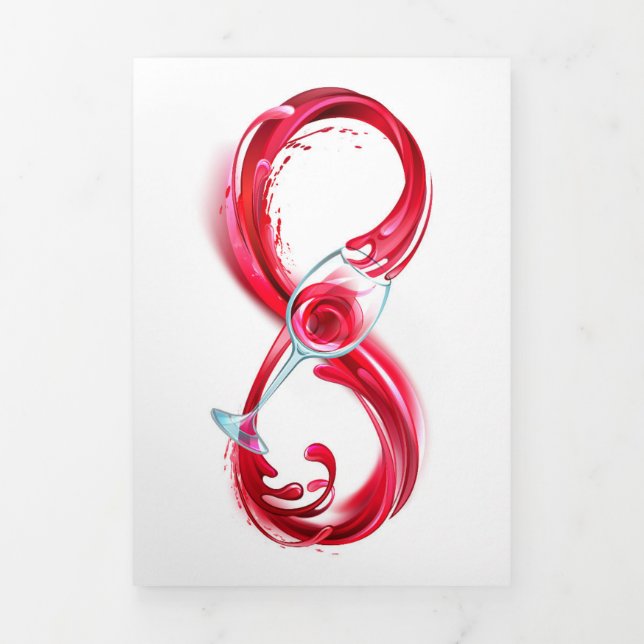 Infinity with Red Wine Dreifach Gefaltete Einladung (Cover)