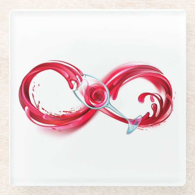 Infinity with Red Wine Glasuntersetzer (Vorderseite)