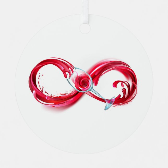Infinity with Red Wine Ornament Aus Metall (Vorderseite)