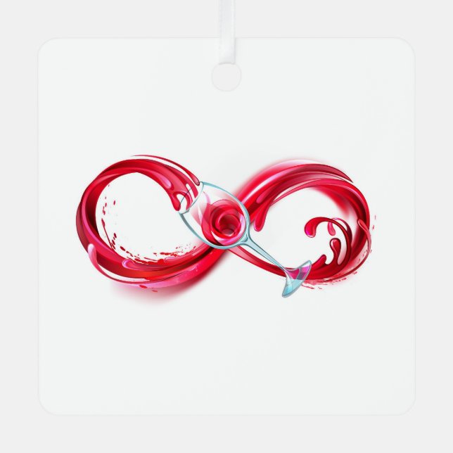 Infinity with Red Wine Ornament Aus Metall (Vorderseite)