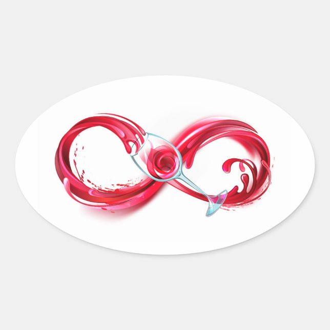 Infinity with Red Wine Ovaler Aufkleber (Vorderseite)