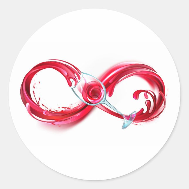 Infinity with Red Wine Runder Aufkleber (Vorderseite)