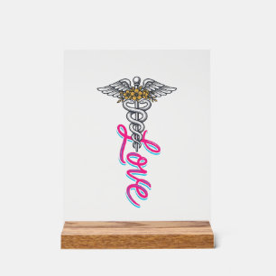 Infirmière Amour Caducée Floral Médical Design Ver