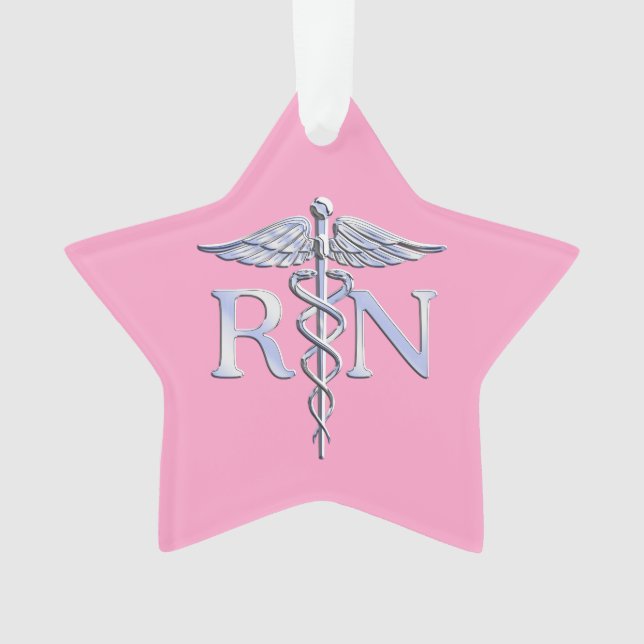 Infirmière autorisée RN Caduceus sur déco rose pâl (devant)