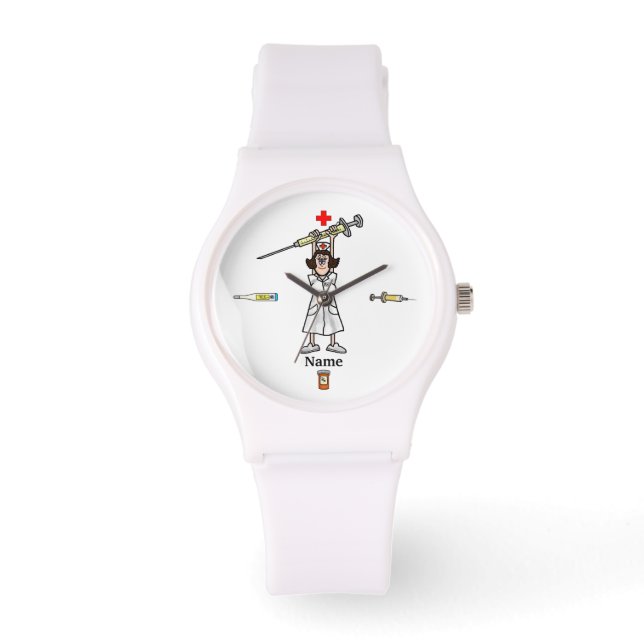 Infirmière avec grande seringue Montre personnalis (Recto)