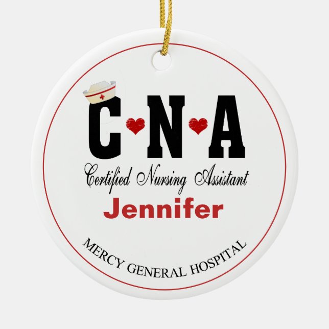Infirmière CNA personnalisée Ornement en céramique (Devant)