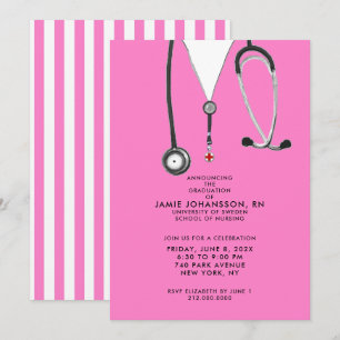 Infirmière diplômés Pink Party Invitations