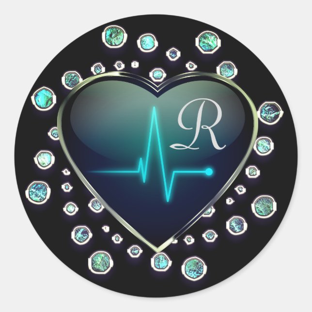 Infirmière EKG autocollant coeur et bijou (Devant)