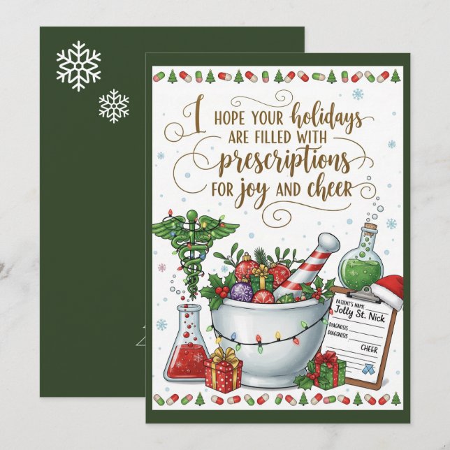 Infirmière en pharmacie Carte de Noël Joie Cheer (Devant / Derrière)