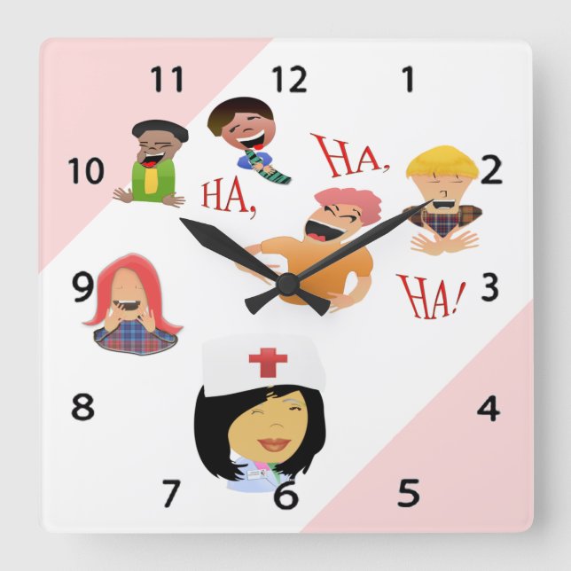 Infirmière Humour riant Clinique Mur Horloge (Recto)