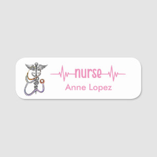 Infirmière inscrite Badge RN Noir et rose Moderne