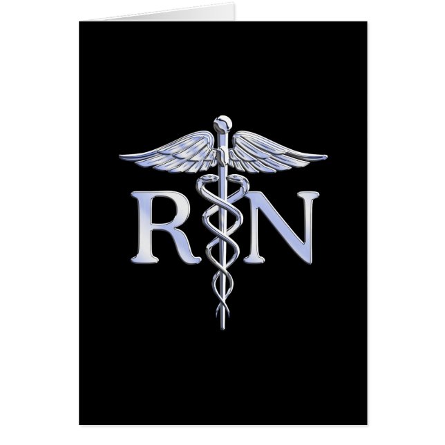 Infirmière inscrite RN Caduceus Snakes Solide Noir (Devant)