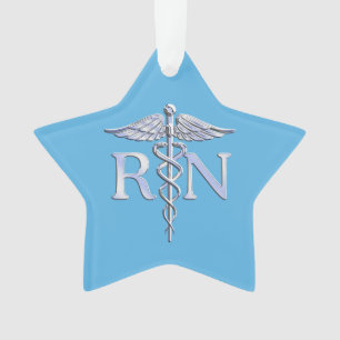 Infirmière inscrite RN Silver Caduceus sur Bleu bé