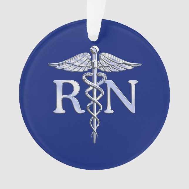 Infirmière inscrite RN Silver Caduceus sur le bleu (devant)