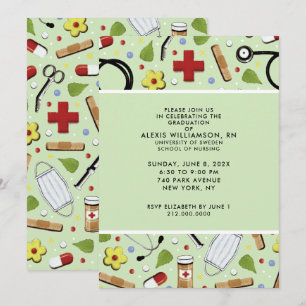 Infirmière - Invitations de la fête de graduation